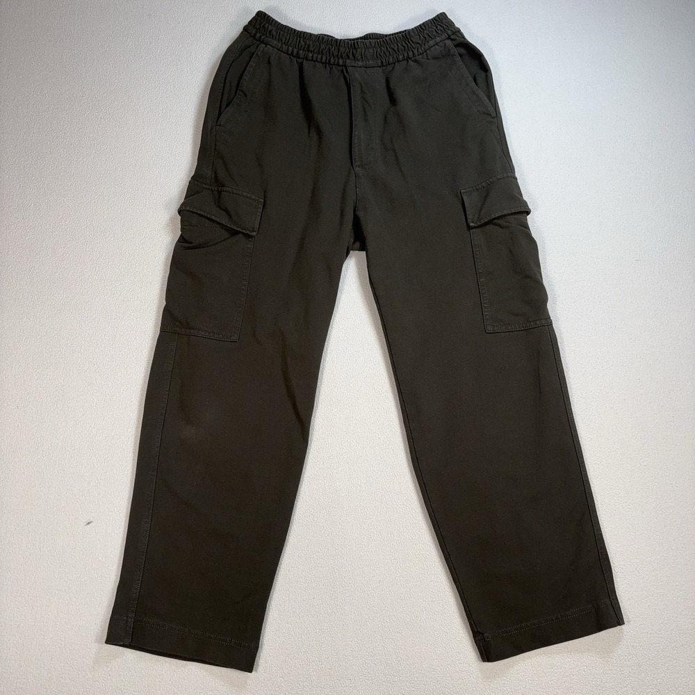 Uniqlo Jersey Easy Cargo Pants Unisex S 25" Inseam Green Relaxed Tapered Stretch